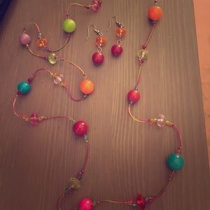 Colorful necklace and matching earrings